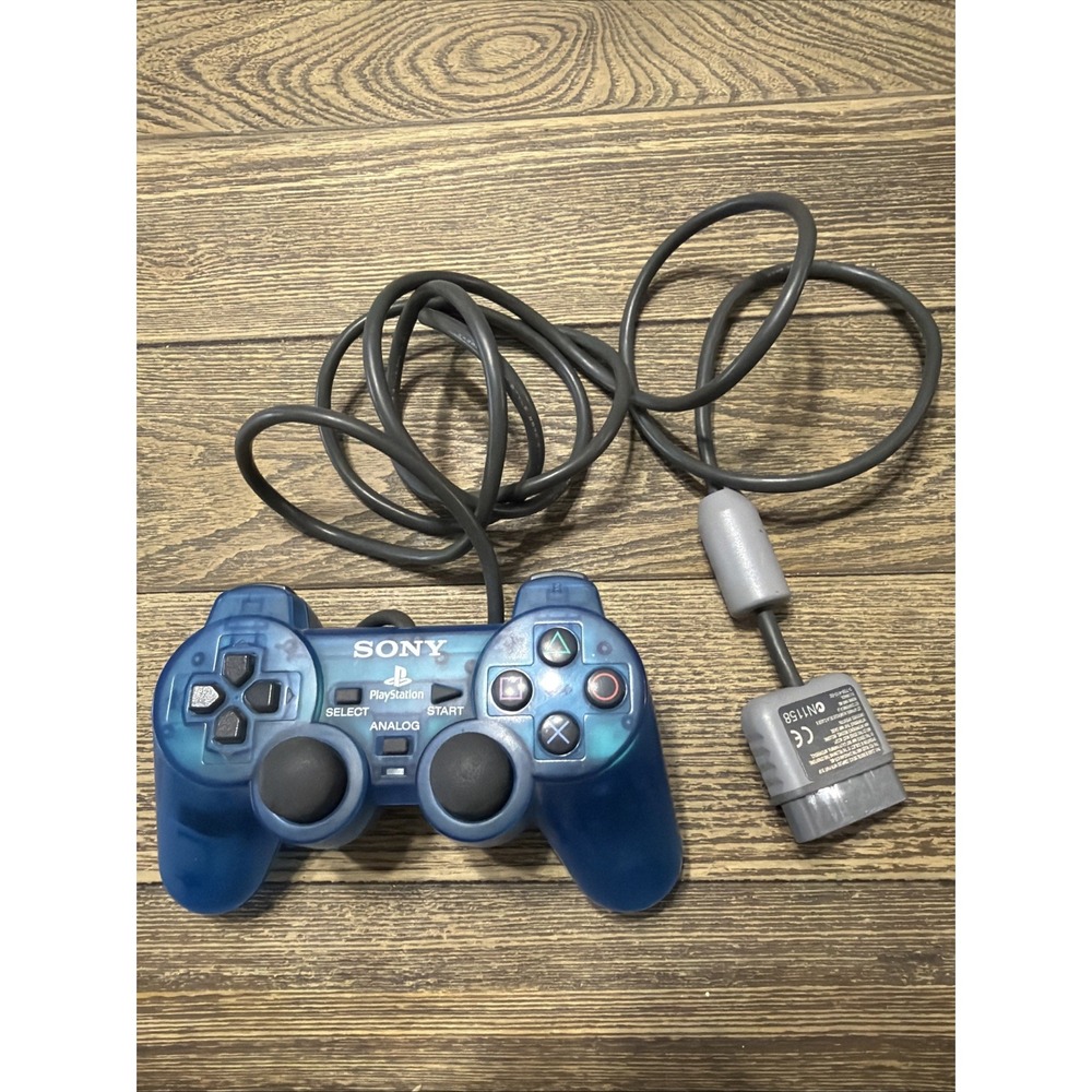 Sony PlayStation 1 PS1 Island Blue Clear Wired OEM Controller